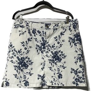 Christopher & Banks White and Blue Floral jean mini‎ skirt size 14
